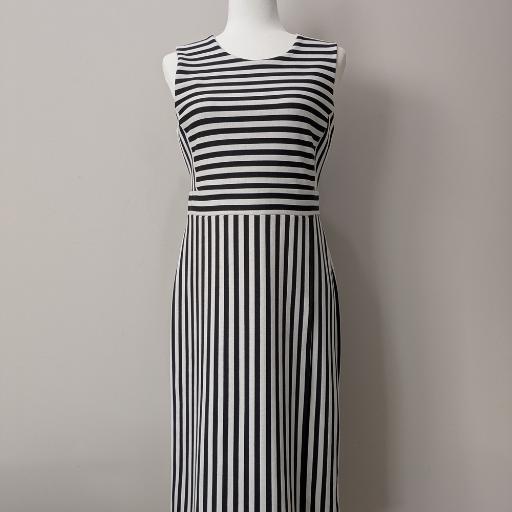 Ann Taylor Monochrome Striped Midi Dress